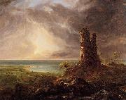 Thomas Cole Romantic Landscape with Ruined Tower USA oil painting reproduction